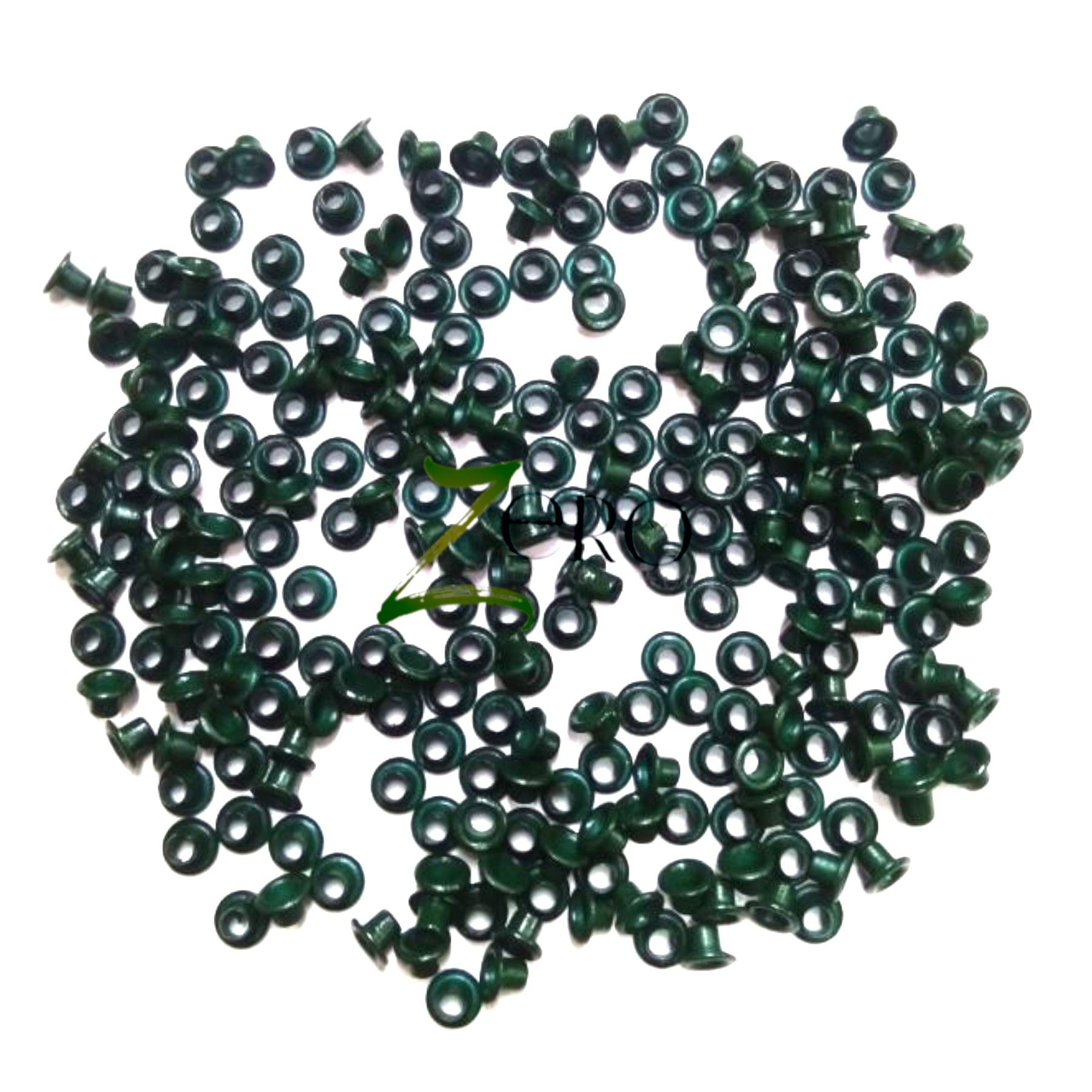 Brand Zero Dark Green Colour Eyelits Standard Size - Pack of 100 pcs
