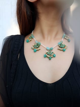 Sanam Green Kundan Necklace-Green