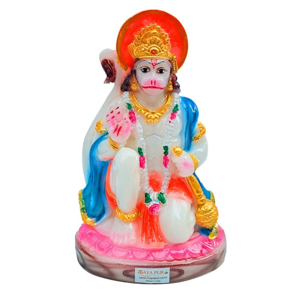 MAYAPURI Stone Dust Pawan Putra Bahubali Hanuman Ji Statue - Marble Dust Bajrangbali Murti for Pooja Home Temple Decor/Office, (Height 6 Inches, White) - Pooja Needs | Buy online on ZillyBuy