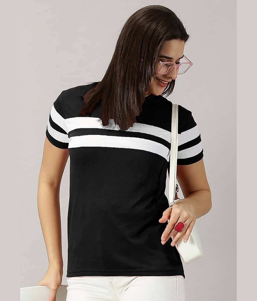 AUSK Women Cotton Blend Colorblock Regular Fit Round Neck T-Shirt ( Grey )