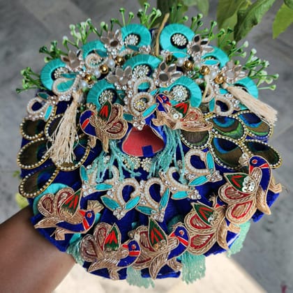 Beautiful blue heaviest dress for laddu gopal ji ( WITHOUT JEWELLERY)-2