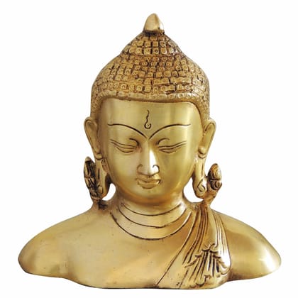Brass Half Buddha Meditation Statue - Decorative Home Statue, Height : 6.5 Inch (BSMAS1073 G)