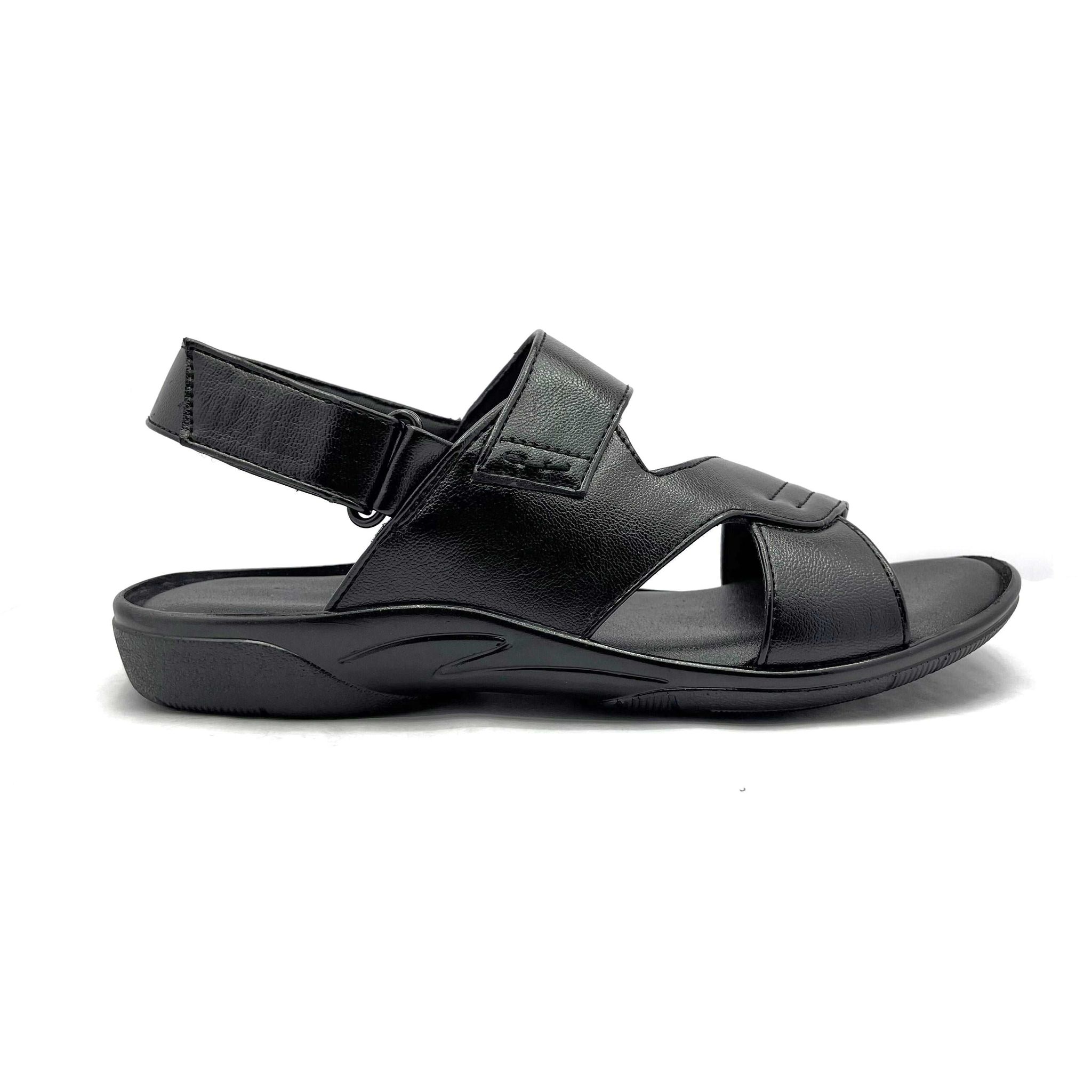 Sandals for Men with Velcro strap and comfortable footbed (Black)-6
