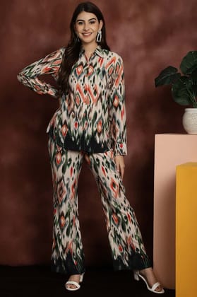 Multi Abstract Printed Viscose Rayon  Shirt With Trousers Co-ord Set-s