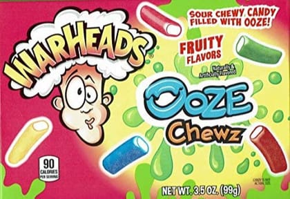 Warheads Ooze Chewz Sour Chewy Candy Filled with Ooze, 99 gm