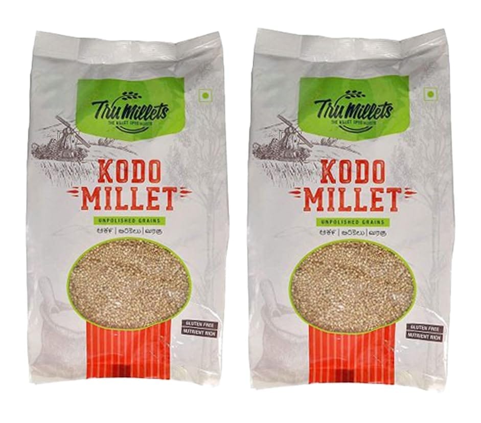 Trumillets Kodo Millet Whole Grain | Gluten Free | No Chemicals | High Plant Protein and Fibre | Dosa, Uttapam, Dhokla Batter Replacement | Vegan (Each 500 Gm Pack of 2)