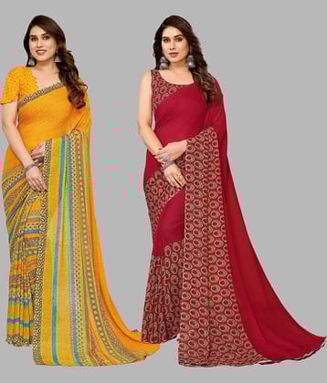 Kashvi Sarees Georgette Printed Saree With Unstitched Blouse Piece ( Multicolor )