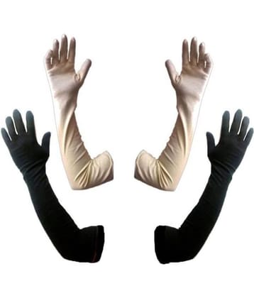 Tahiro Black & Beige Cotton Full Finger Gloves - Pack OF 2