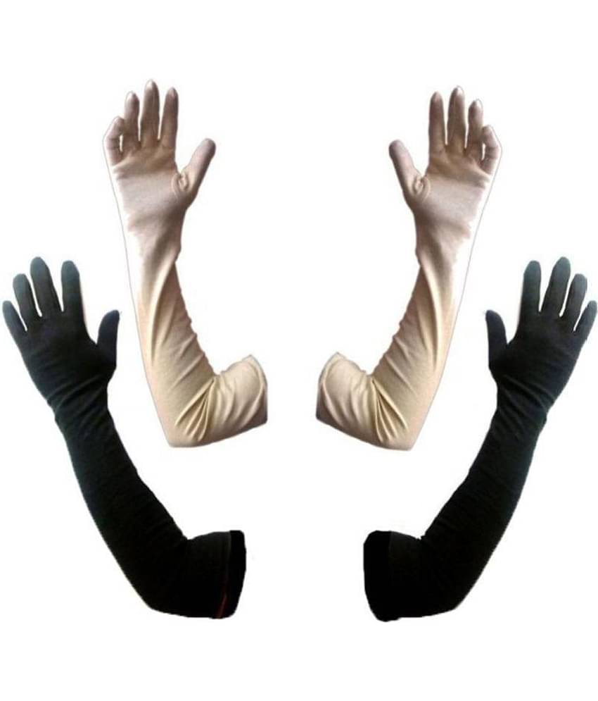 Tahiro Black & Beige Cotton Full Finger Gloves - Pack OF 2