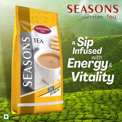 Thakarshi Tea Seasons Tea Dust | Garden Fresh Assam Dust CTC Dust Tea Black Tea, 1 Kg Pouch