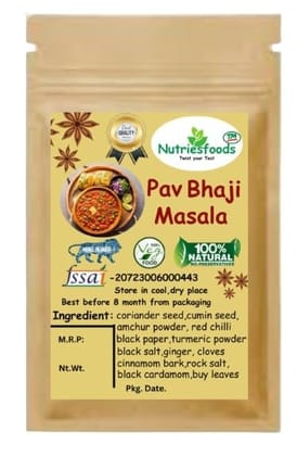 Nutriesfoods Pav Bhaji Masala | Authentic Mumbai-Style Indian Spice Blend  100 g Pack