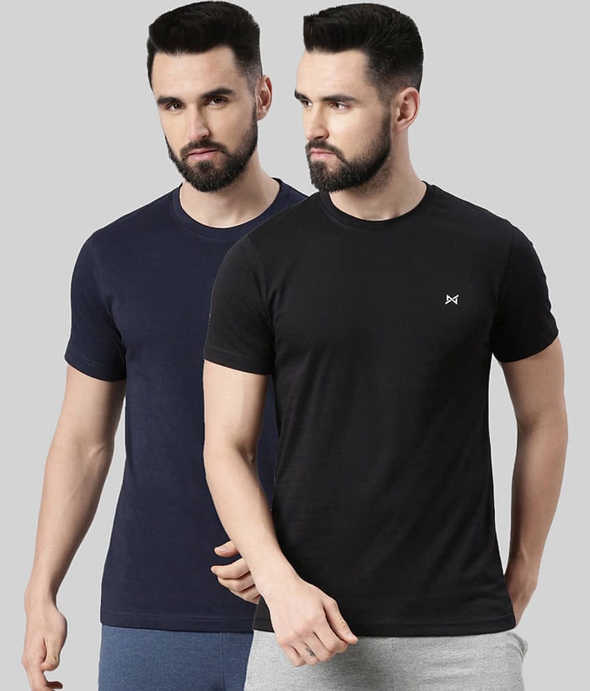Force NXT Pack of 2 Cotton Blend Regular Fit Men's T-Shirt ( Multicolor )
