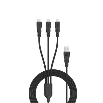 Portronics Konnect A Trio 3-in-1 Multifunctional Cable (Black)
