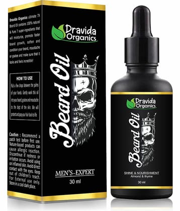 Dravida Organics Advanced Beard Growth Oil for Men - (Almond & Jojoba) 30 mL