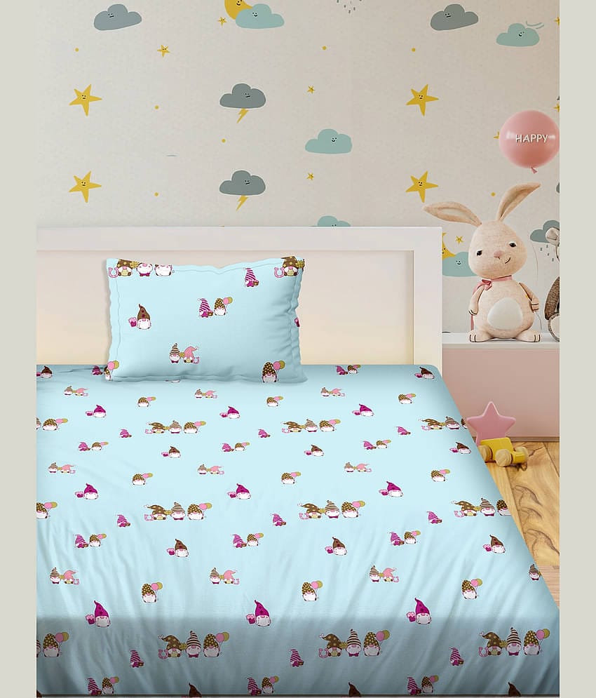 Bella Casa Cotton Single Bedsheet ( Blue )