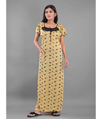 Apratim Beige Satin Women's Nightwear Nighty & Night Gowns ( Pack of 1 )