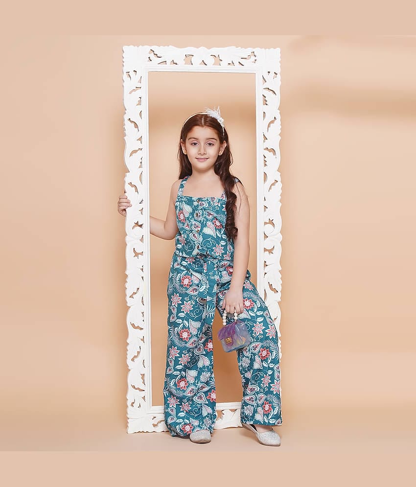 Arshia Fashions Pack of 1 Girls Crepe Top With Palazzo ( Light Blue )