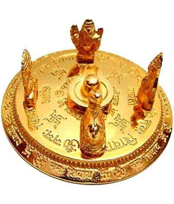 Shiv Parivar with Shivling Shri Kartik Shri Ganesh MATA Parvati and Shri Nandi Shivling Shiva Lingam Lord Shiva Family on Golden Metal Plate