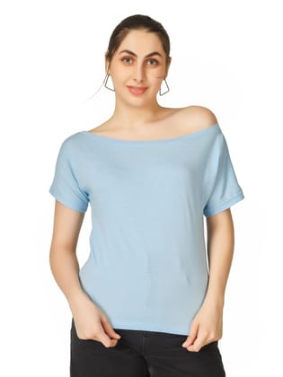 Blueficus Women Cotton Blend One Shoulder Casual Top
