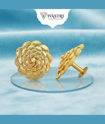 VIVASTRI Golden Stud Earrings ( Pack of 1 )