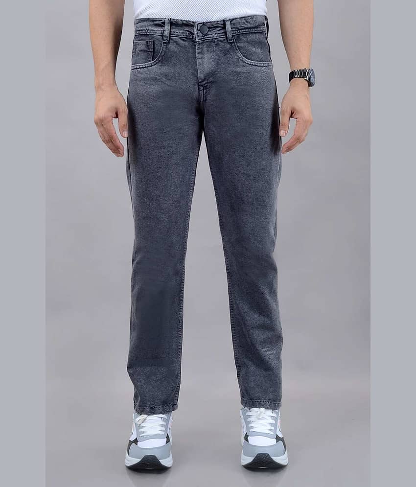 MOUDLIN Slim Fit Self Design Men's Jeans - Dark Grey ( Pack of 1 )