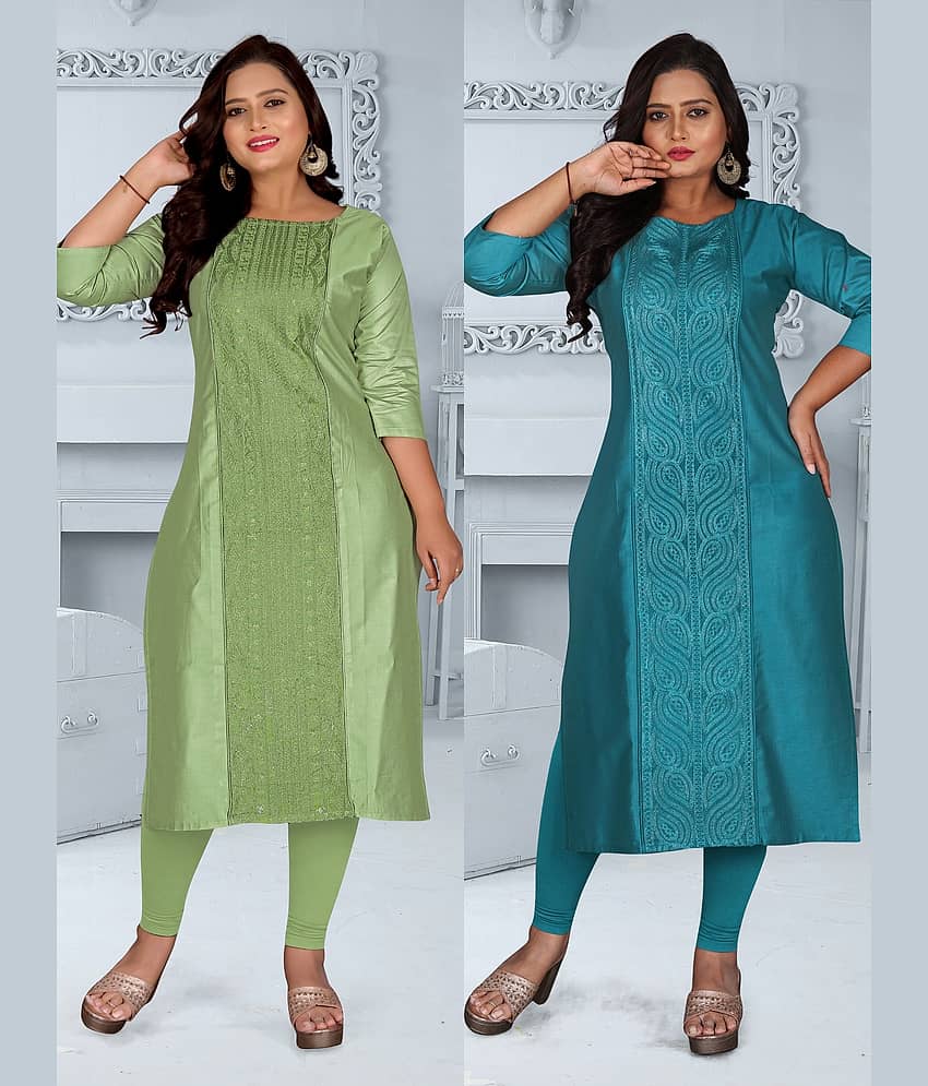 Hetsa Women Chanderi Embroidered A-line Kurti ( Multicolor )
