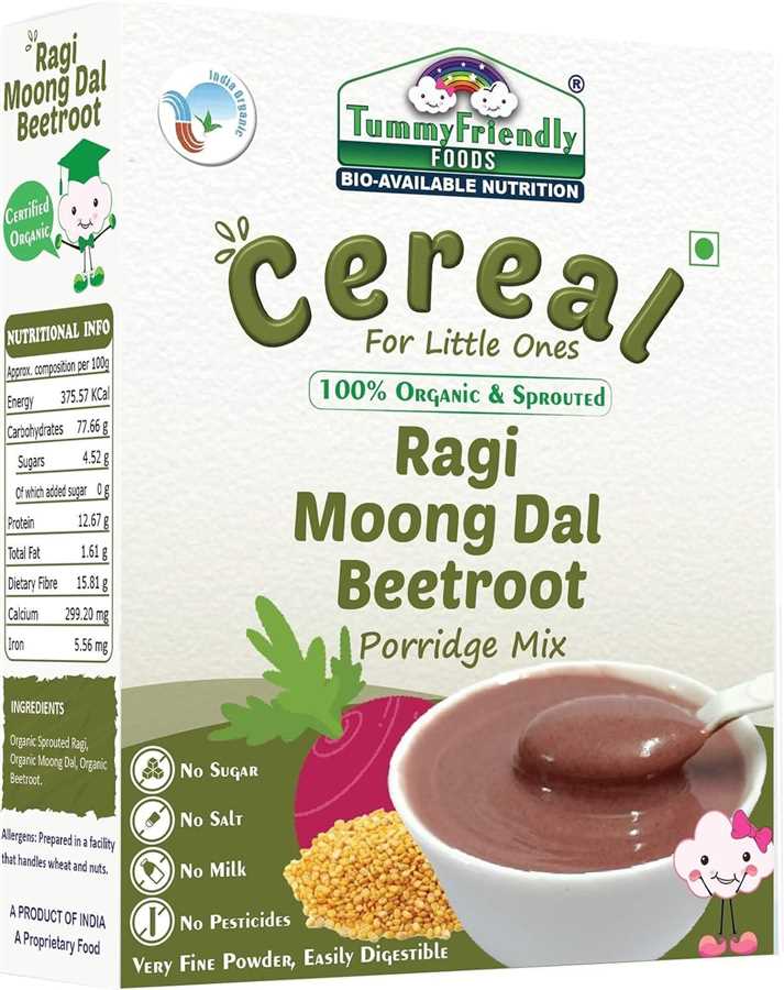 ORGANIC SPROUTED RAGI, MOONG DAL PORRIDGE MIX - 200G