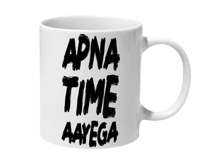Multicolor Apna Time Aayega Brush Style Ceramic Mug