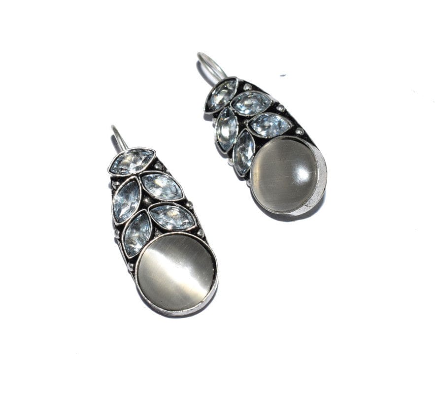 Silver Replica Stone Work Oxidized Hook Earring , SER-026-Per Pair