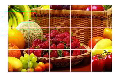 DreamKraft Vinyl Multi Fruits Kitchen Sticker 73 cm X 47 cm, Multicolor, KCH27