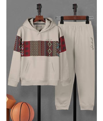 HELLCAT Pack of 1 Boys Cotton Blend T-Shirt & Trackpants Set ( Light Grey )