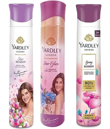 Yardley London - 2 STAR BLOSSOM , 1 STAR GLAM Deodorant Spray for Unisex 450 ml ( Pack of 3 )