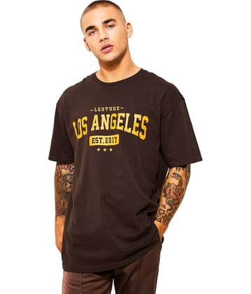 Leotude Pack of 1 Cotton Blend Oversized Fit Men's T-Shirt ( Brown )