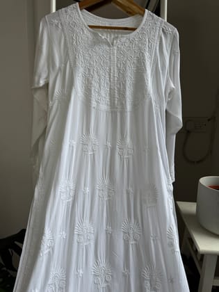 Premium Modal Chikankari Cotton Kurti - White - Noor Collection-White / cotton / XL