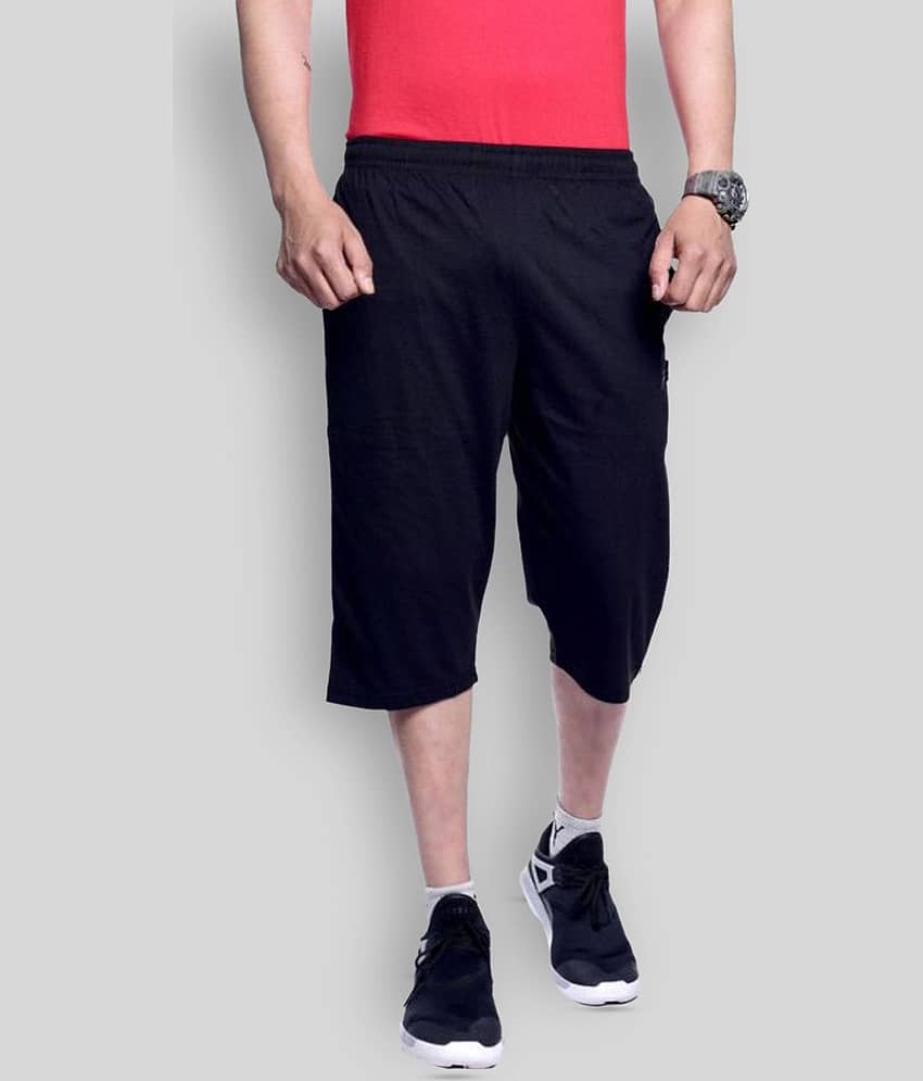 Zeffit - Black Cotton Blend Men's Three-Fourths ( Pack of 1 )