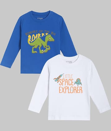 ETCHED DESIGN Pack of 2 Boys Cotton T-Shirt ( Multicolor )