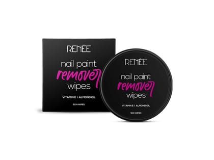RENEE Nail Paint Remover Wipes, Easy & Hassle Free Removal, Keeps Nails Moisturized & Nourished, Acetone Free, Travel Friendly, Enriched With Vitamin E, Almond Oil & Glycerin, 50N RENEE Nail Paint Remover Wipes, Easy & Hassle Free Removal, Keeps Nails Moisturized & Nourished, Acetone Free, Travel Friendly, Enriched With Vitamin E, Almond Oil & Glycerin, 50N