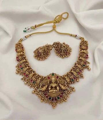 ROFARWORD Gold Brass Necklace Set ( Pack of 1 )