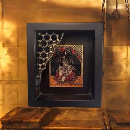Wooden framed glass Tanjore : Madhav 2
