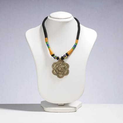 Multicolor Patwa Thread & Brass Pendant Necklace Multicolor Patwa Thread & Brass Pendant Necklace