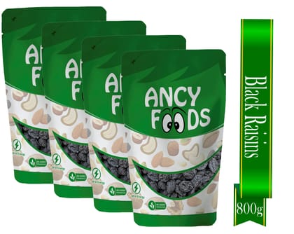 Ancy Kali Kishmish 800 Grams (200gm X 4) - Black Raisins | Kali Darakh / Drakash | Boost Immunity & Vitality | Black Kismish with Sweet Fruity Taste and Soft Chewy Texture | Rich in Potassium