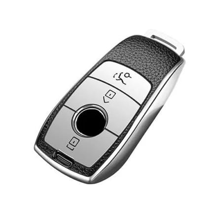 Designed for Benz E Series Smart Key | Car Accessories | Provides Protection and Personal Style with Silver Cover