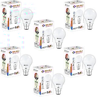 BAJAJ 9 W Basic Round B22 LED Bulb (White, Pack of 6)