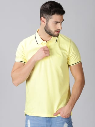 Pure Cotton Lemon Yellow Solid Polo