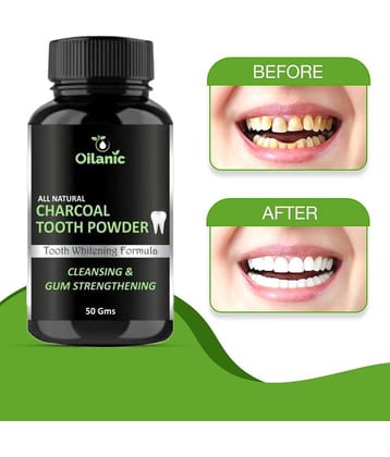 Oilanic Charcoal Tooth Powder - For Natural Teeth Whitening - Toothpowder 50 gm