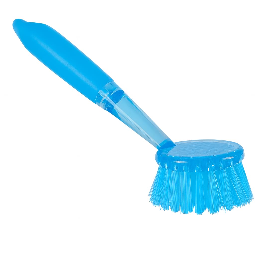 Blue � Wash Basin & Kitchen Sink Handy Scrubber Brush � 6-Inch Shiny and Smooth Handle, 2.5-Inch Round Head � Durable Nylon Bristles � Multipurpose Cleaning Tool