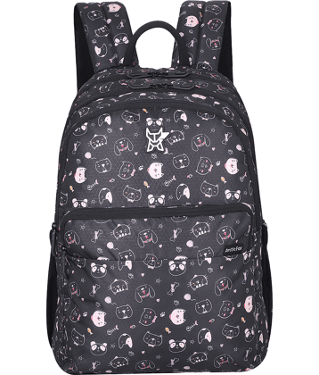 Arctic Fox Kitty Black School Backpack for Boys and Girls