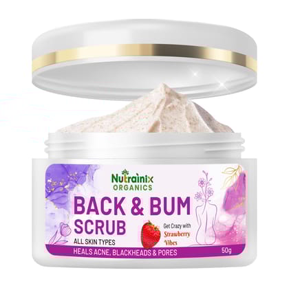 Nutrainix Organics Back & Bum Scrub, Brightening Exfoliator for Dark Spot Removal & Smooth, Radiant Skin For All Skin Types - 50g
