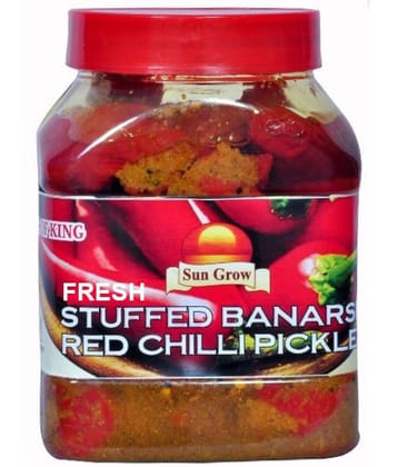 Sun Grow Organic Fresh Stuffed Banarasi Red Chilli Pickle Achaar (Taste of Banaras) Pickle 1 kg