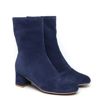 Blue Suede Leather High Ankle Ladies Boots By Brune & Bareskin-38/5